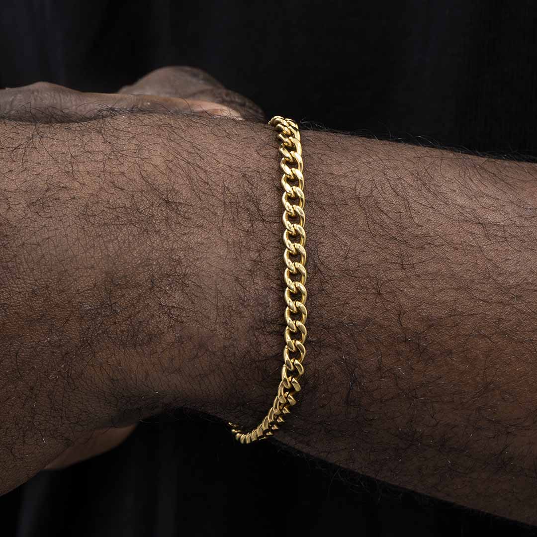 5mm Stainless Steel Cuban Bracelet In Gold With Street Luxury Shine - Image 3