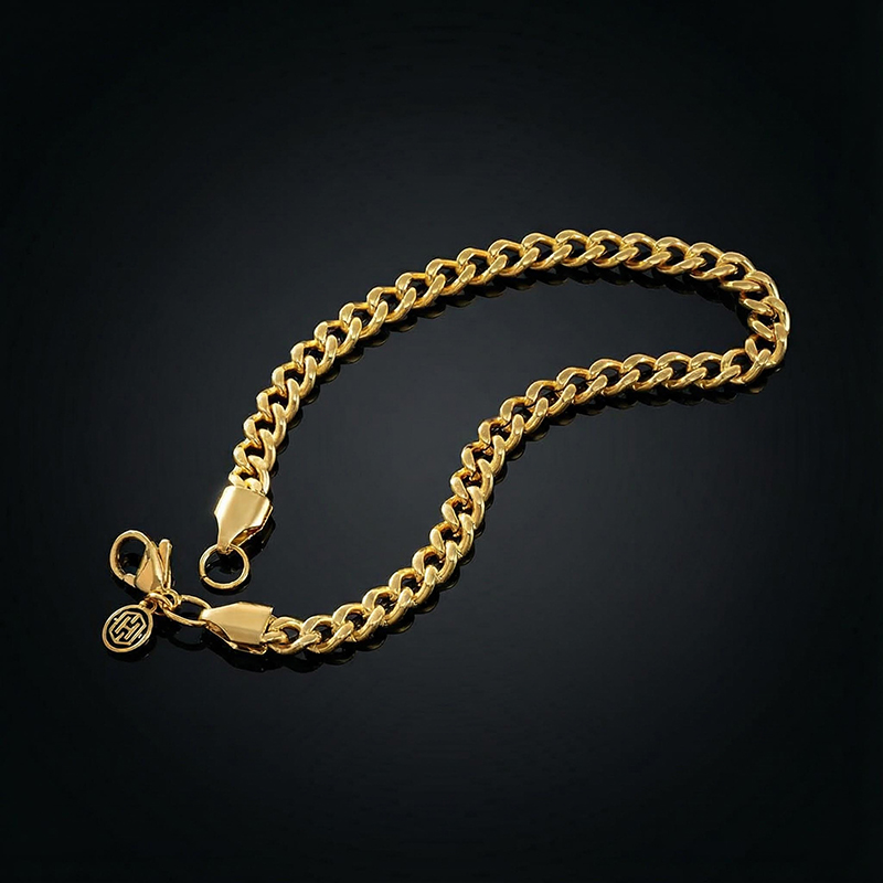 5mm Stainless Steel Cuban Bracelet In Gold With Street Luxury Shine - Image 4