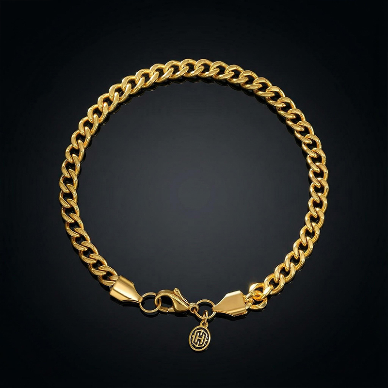 5mm Stainless Steel Cuban Bracelet In Gold With Street Luxury Shine