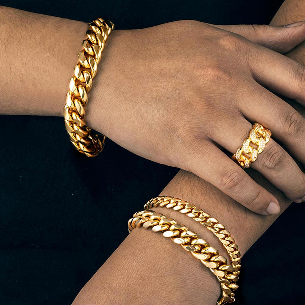 Street Luxury 8mm/10mm/12mm/14mm 8 Stainless Steel Cuban Bracelet In Gold - Image 3