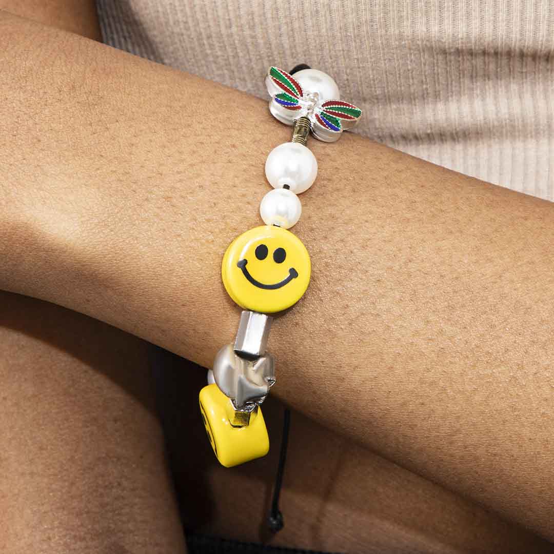 Smile Face With Pearl Bracelet Bold Statement Style With Street Luxury - Image 3