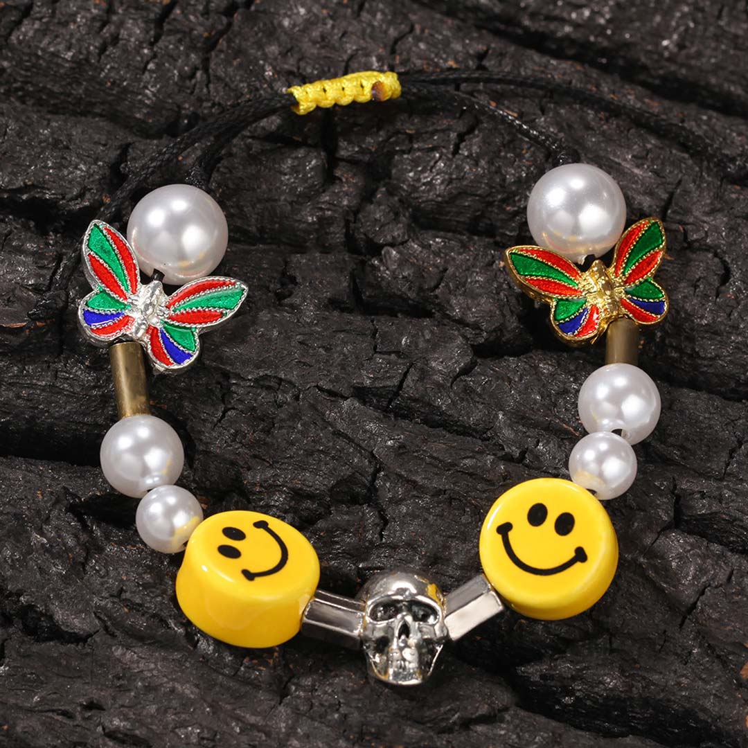 Smile Face With Pearl Bracelet Bold Statement Style With Street Luxury - Image 5