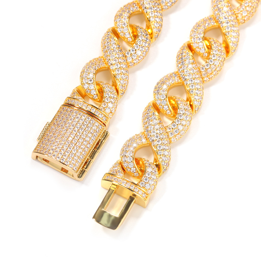 15mm Iced Out Infinity Bracelet With Box Clasp In Gold With Gold Shine - Image 4