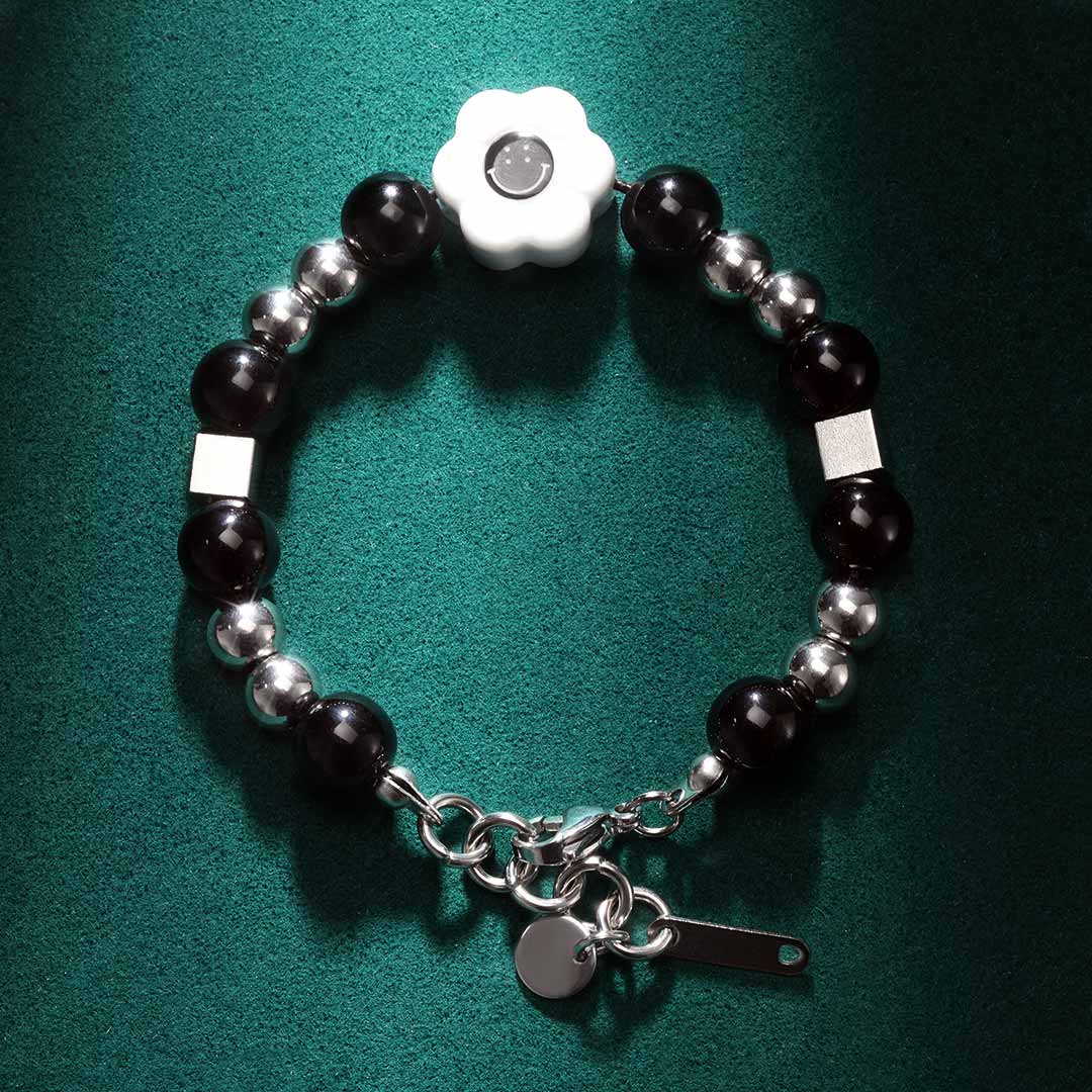 Black Smile Face Charms With Musical Note Bracelet With Street Luxury Shine - Image 3