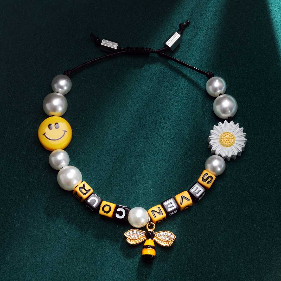 Pearl Sunflower Smile Face Bee Bracelet Silver With Street Luxury Shine