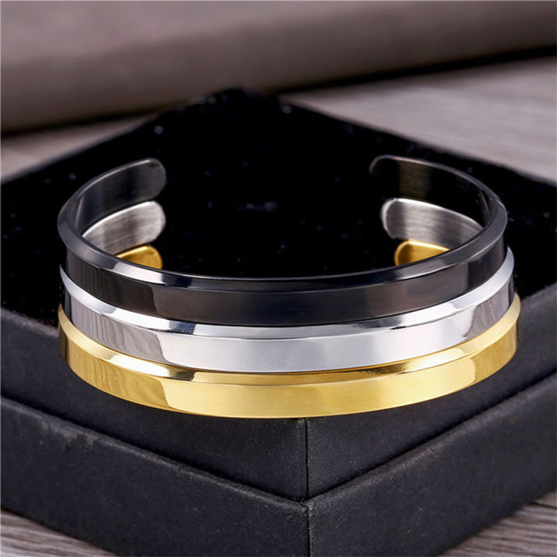 Simple And Stylish 6mm Stainless Steel Open Bracelet Silver - Image 4