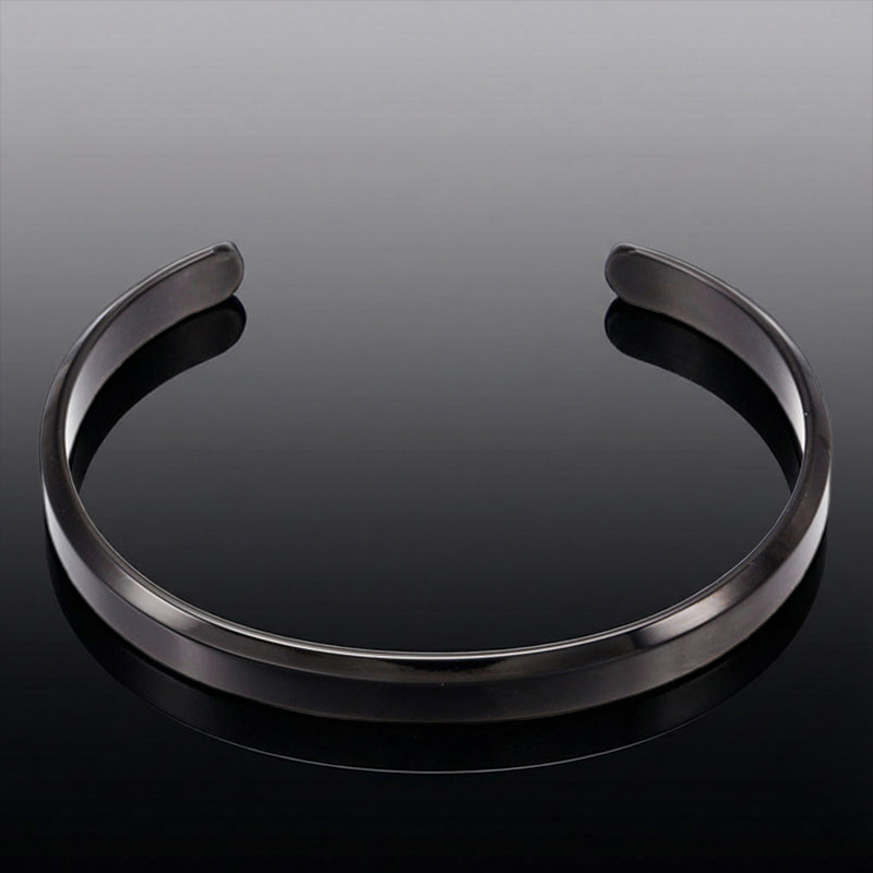Simple And Stylish 6mm Stainless Steel Open Bracelet Silver - Image 5