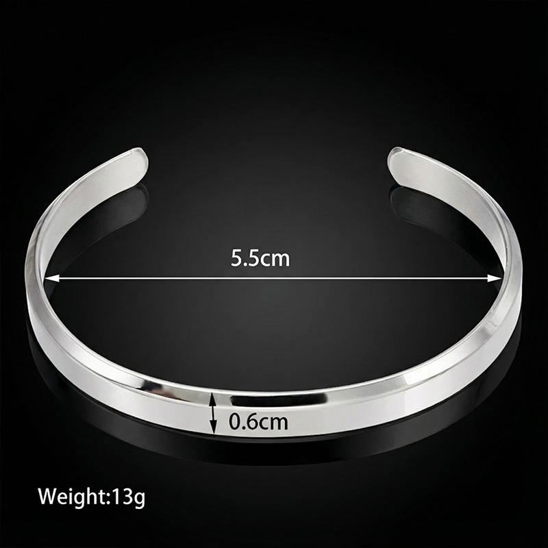 Simple And Stylish 6mm Stainless Steel Open Bracelet Silver - Image 8