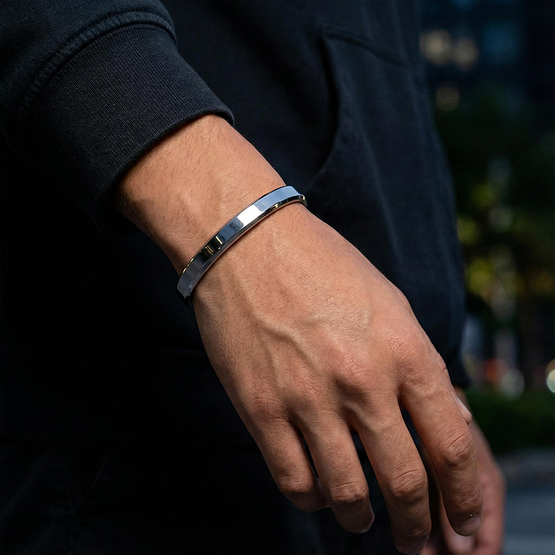 Simple And Stylish 6mm Stainless Steel Open Bracelet Silver - Image 9