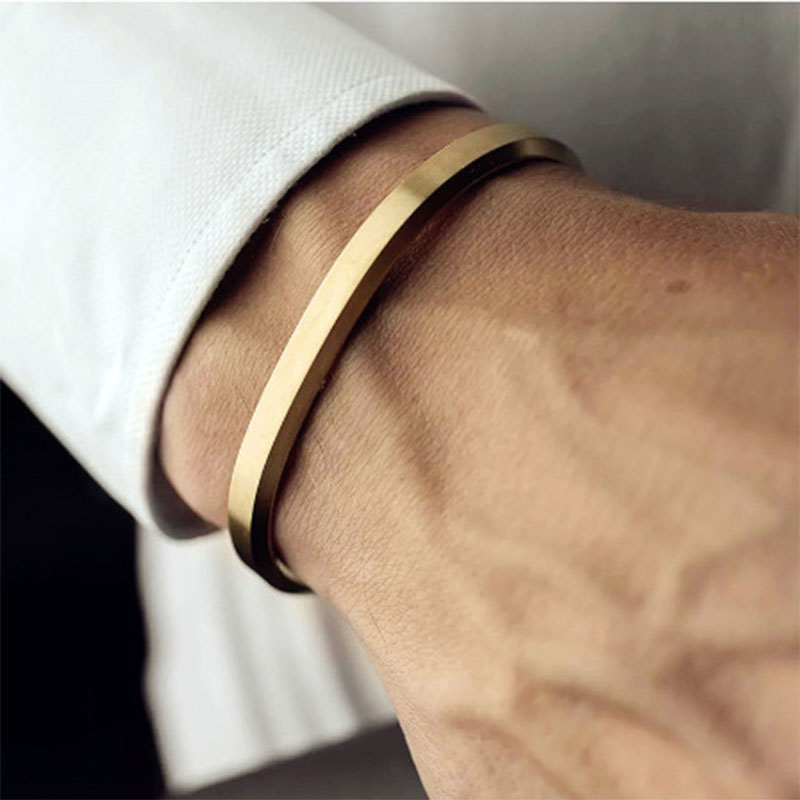 Simple And Stylish 6mm Stainless Steel Open Bracelet Silver