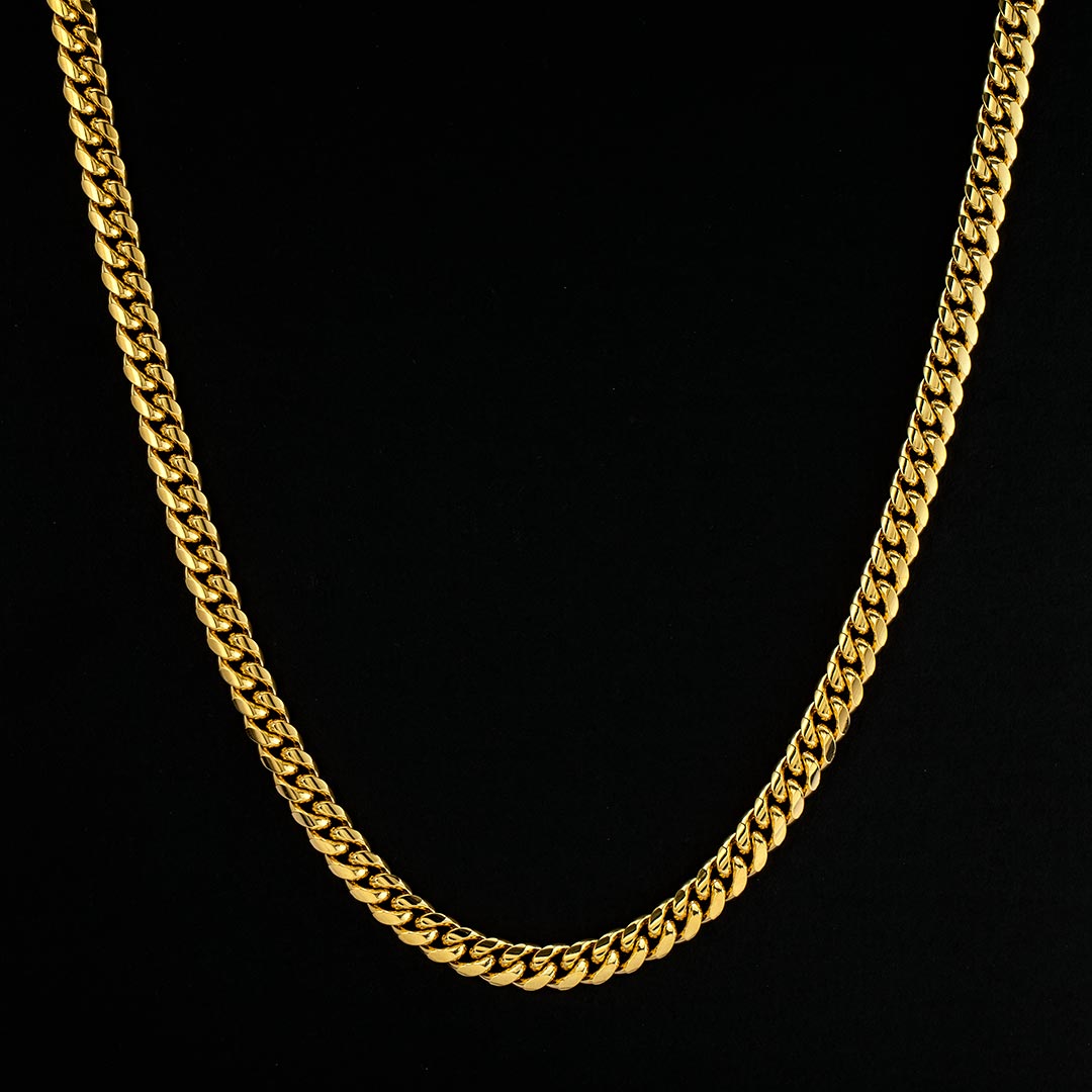 8mm Stainless Steel Cuban Chain In Gold With Street Luxury Shine