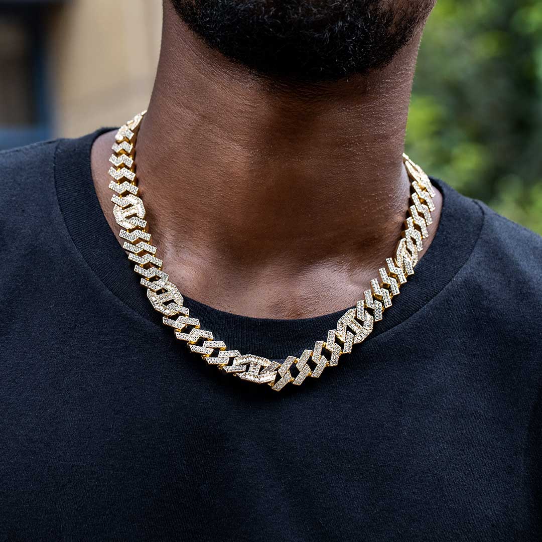 14mm Baguette G-link Cuban Chain In Gold With Street Luxury Shine