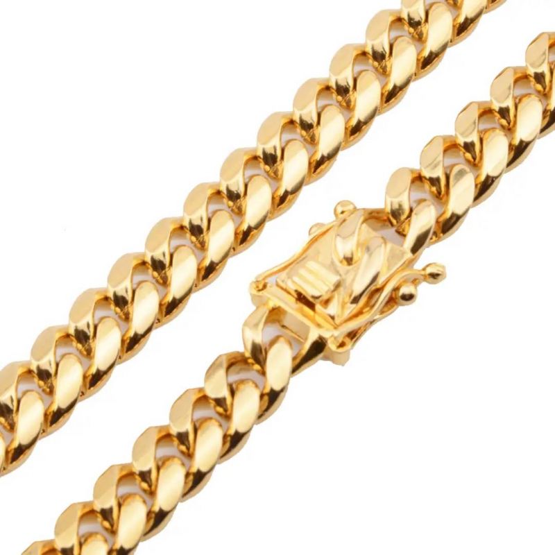 10mm Stainless Steel Cuban Chain In Gold With Street Luxury Shine - Image 5