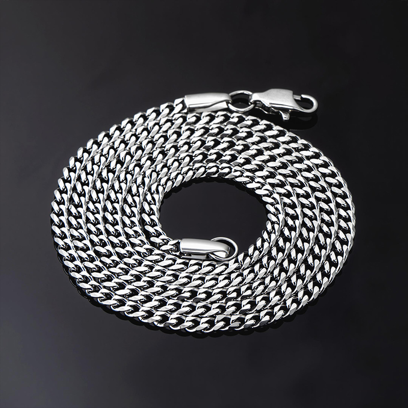 2.5mm Diamond-cut Stainless Steel Cuban Chain With Iced Out Shine - Image 4
