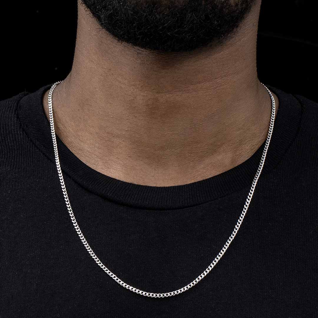 2.5mm Diamond-cut Stainless Steel Cuban Chain With Iced Out Shine