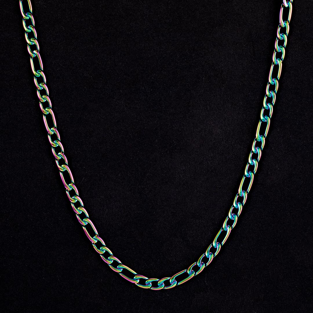 5mm Rainbow Stainless Steel Figaro Chain Silver With Street Luxury Shine - Image 4