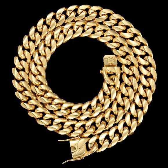 18mm Stainless Steel Miami Cuban Chain In Gold With Street Luxury Shine - Image 3