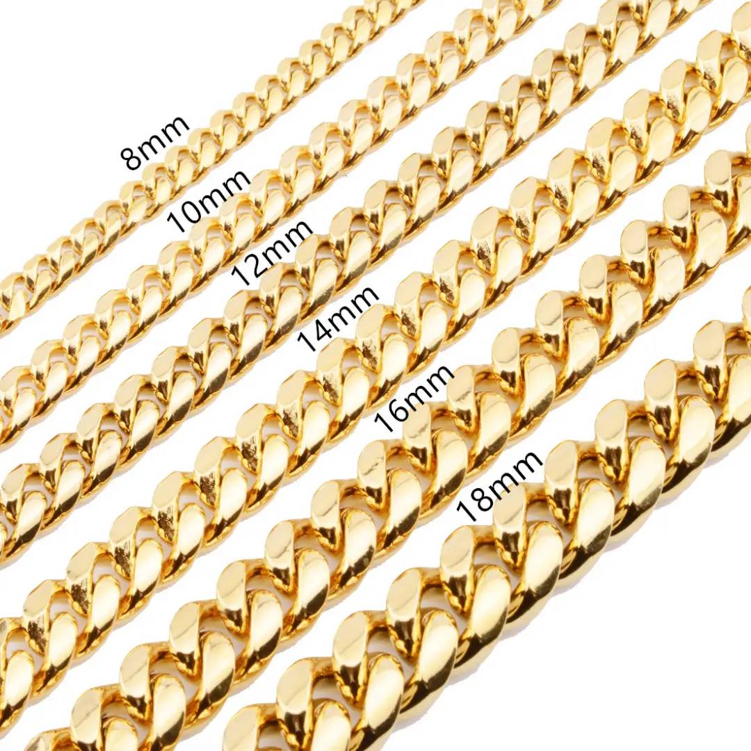 18mm Stainless Steel Miami Cuban Chain In Gold With Street Luxury Shine - Image 4