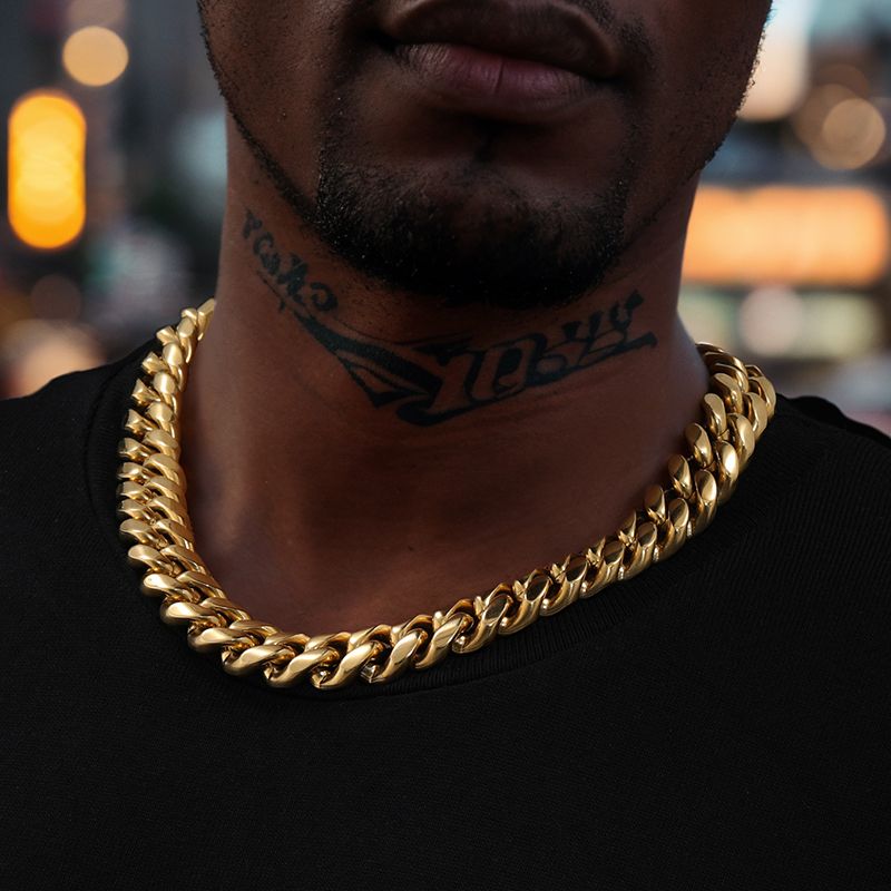 18mm Stainless Steel Miami Cuban Chain In Gold With Street Luxury Shine - Image 6