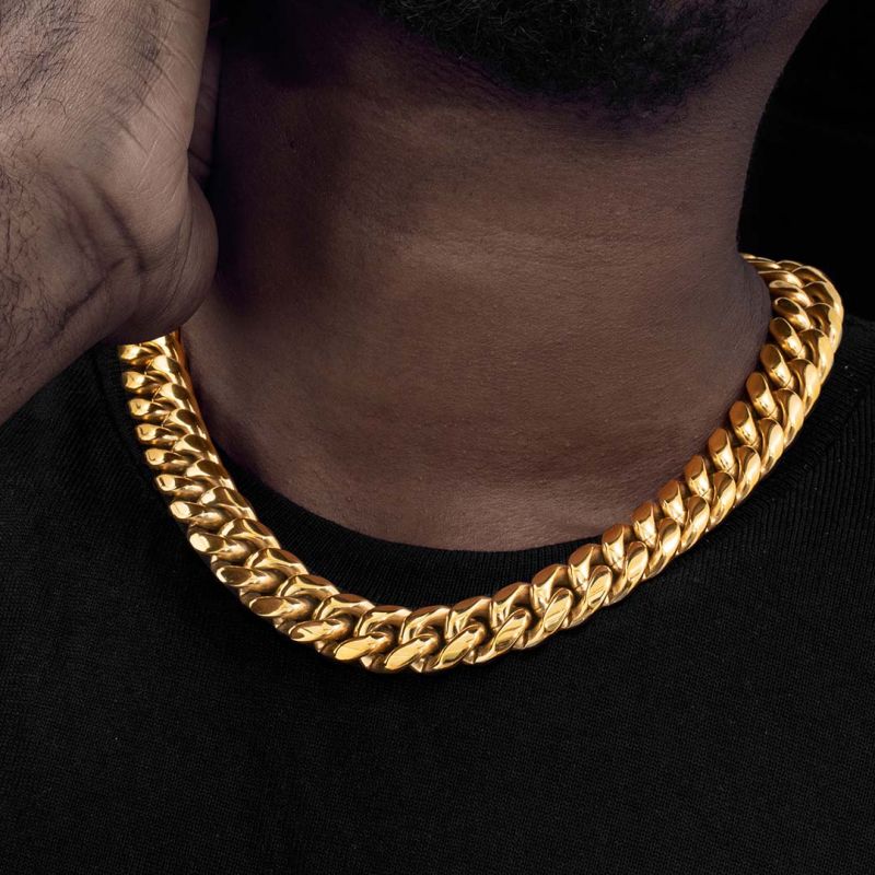 18mm Stainless Steel Miami Cuban Chain In Gold With Street Luxury Shine - Image 7
