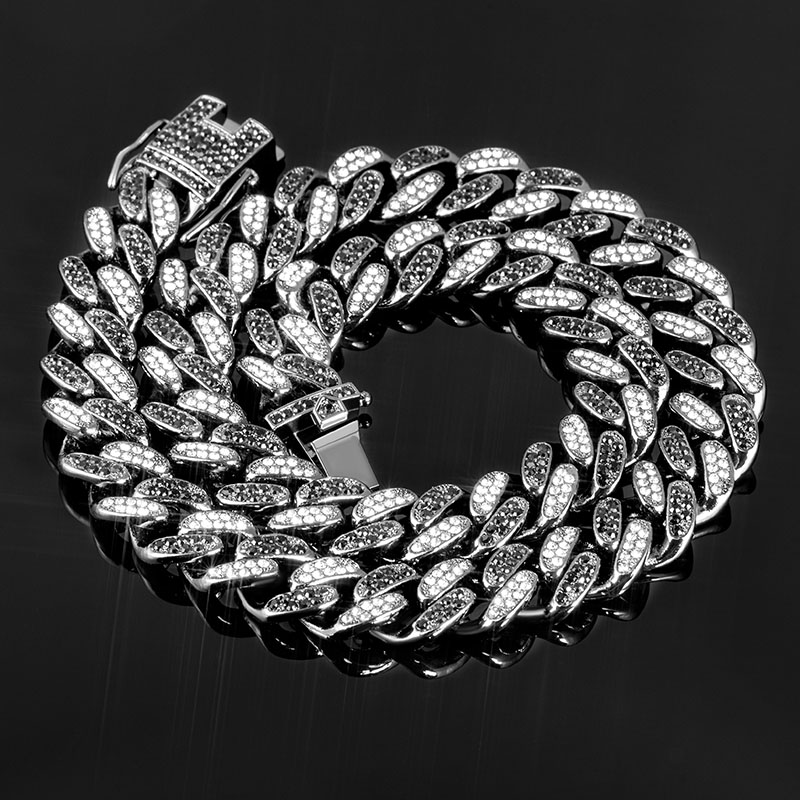 Iced Out 12mm White & Black Miami Cuban Chain Gold With Street Luxury Shine - Image 4