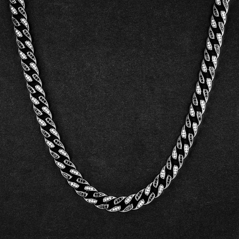 Iced Out 10mm Teardrop White & Black Miami Cuban Chain Gold - Image 3