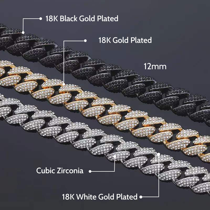 12mm Micro Paved Cuban Link Chain Cuban Chain Shine With Street Luxury - Image 3