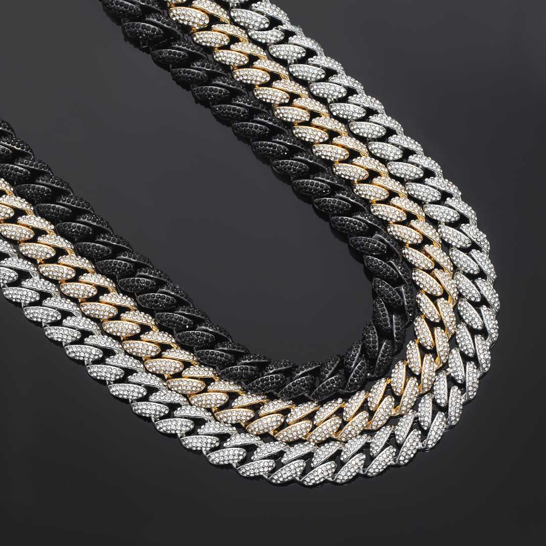 12mm Micro Paved Cuban Link Chain Cuban Chain Shine With Street Luxury