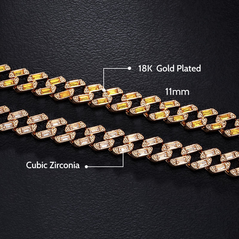 11mm Baguette Cut Cuban Chain In Gold Made For Street Luxury Energy - Image 3