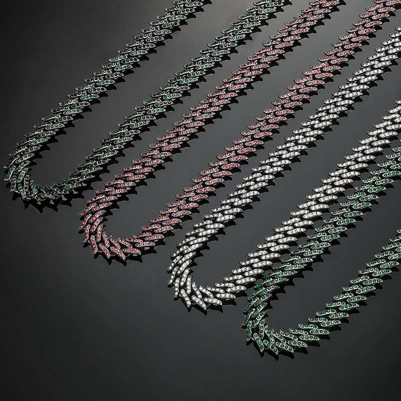 14mm Iced Out Spiked Cuban Chain In Black Gold With Street Luxury Shine