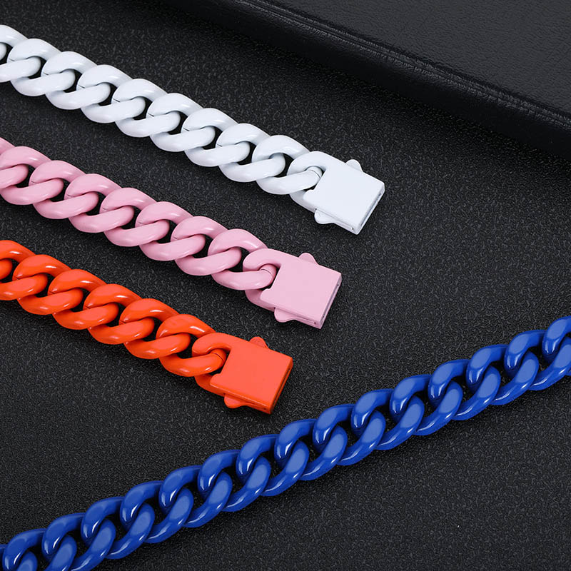 13mm Titanium Steel Lacquered Miami Cuban Link Chain Cuban Chain - Image 3