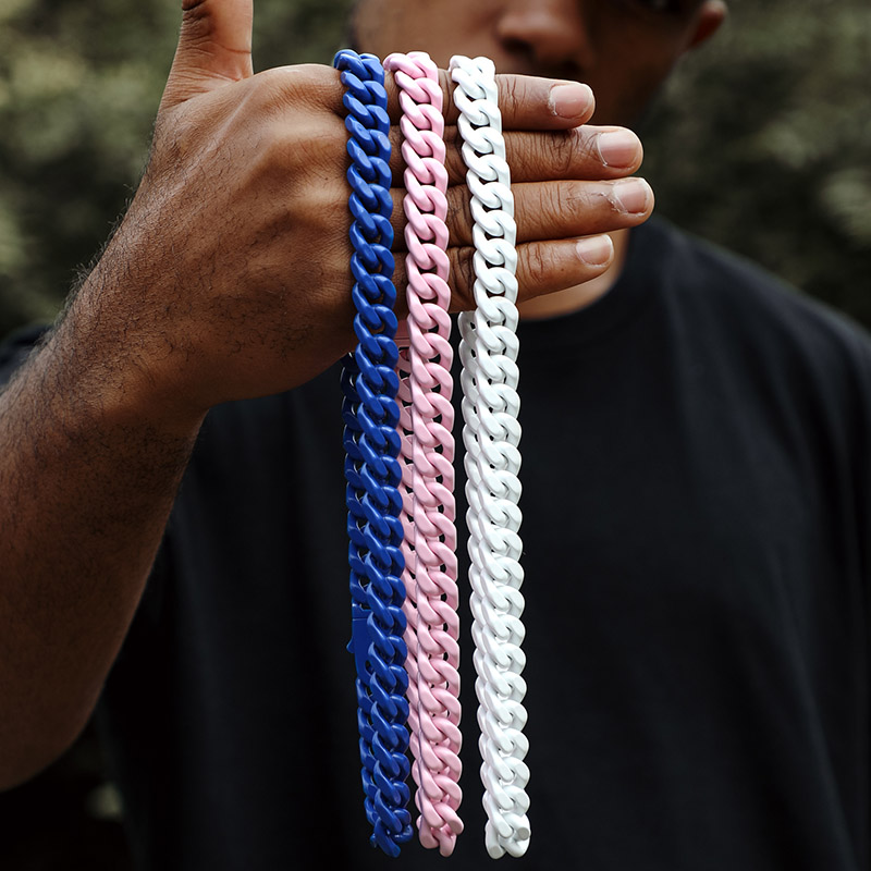 13mm Titanium Steel Lacquered Miami Cuban Link Chain Cuban Chain - Image 4