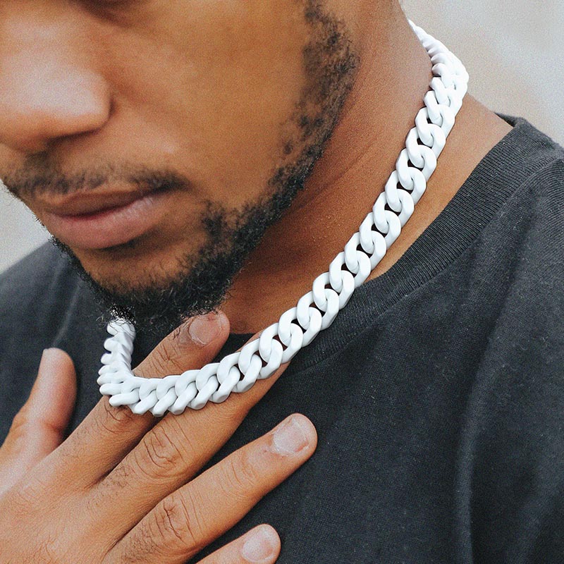 13mm Titanium Steel Lacquered Miami Cuban Link Chain Cuban Chain - Image 6