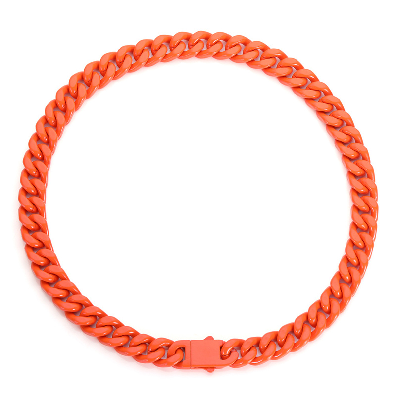 13mm Titanium Steel Lacquered Miami Cuban Link Chain Cuban Chain - Image 8