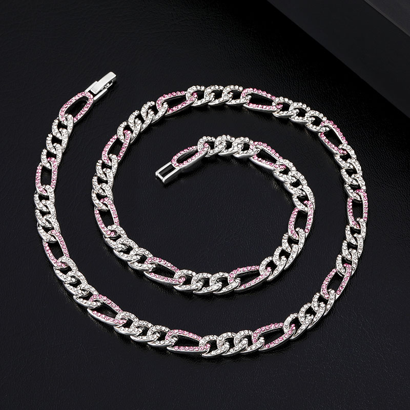 7mm Iced Out Figaro Chain-white&blue/white&pink With Street Luxury Shine - Image 3