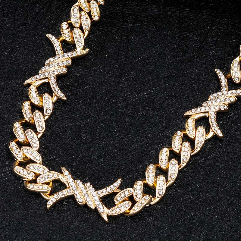 10mm Iced Out Cuban Barb Wire Chain Cuban Chain Shine With Street Luxury - Image 4