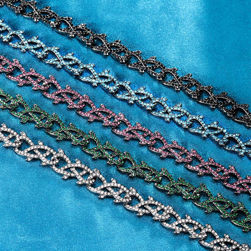 12mm Iced Out Crown Of Thorns Chain-emerald/black/blue/purple/white Gold - Image 3