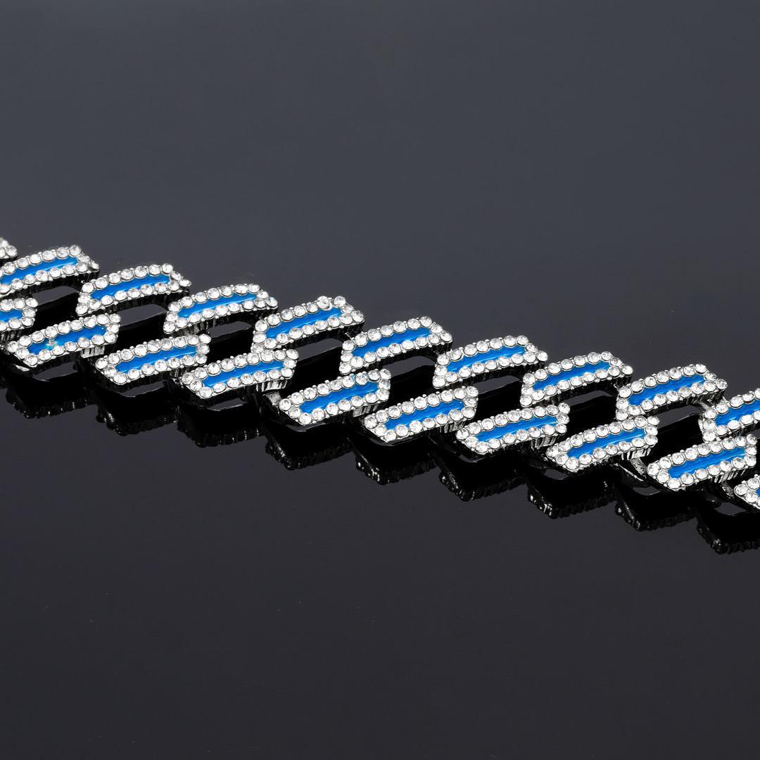 15mm Iced Out Blue Enamel Miami Cuban Chain Gold With Street Luxury Shine - Image 3