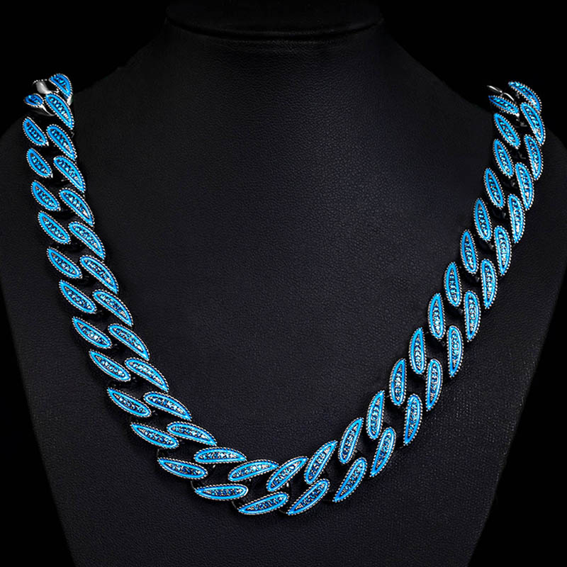 Bold 14mm Iced Out Purple/blue Enamel Miami Cuban Chain In Black Gold - Image 3