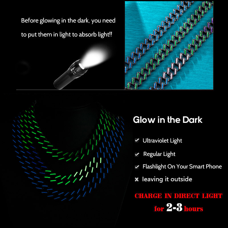 15mm Iced Out Glow In The Dark Green/blue/multi-color Enamel Miami Cuban - Image 5