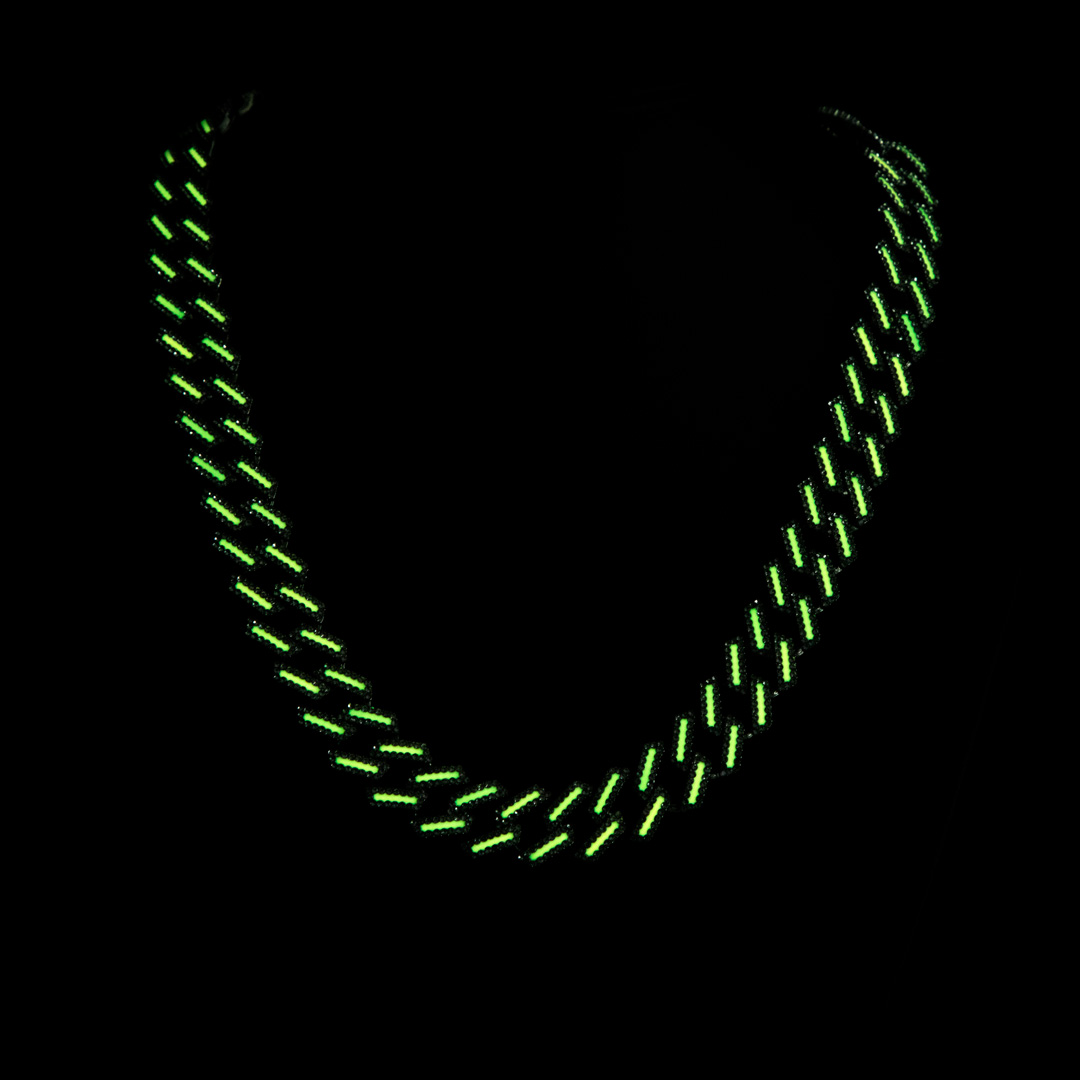 15mm Iced Out Glow In The Dark Pink Enamel Miami Cuban Chain Gold - Image 3