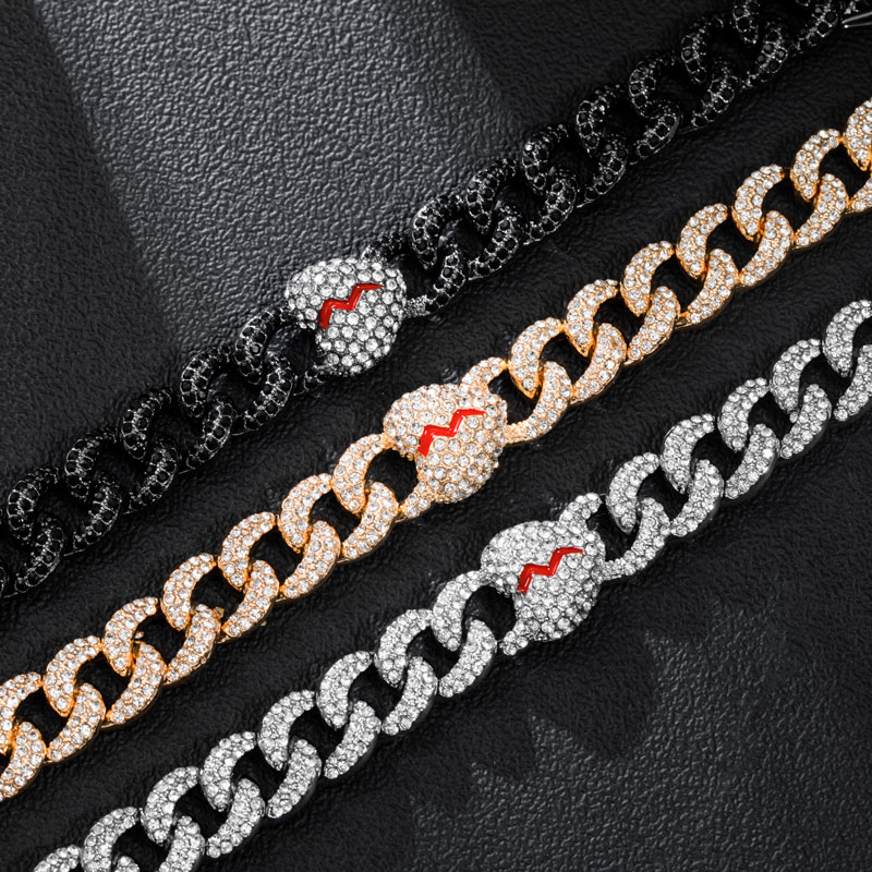 13mm Iced Out Broken Heart Cuban Chain Gold With Street Luxury Shine - Image 3