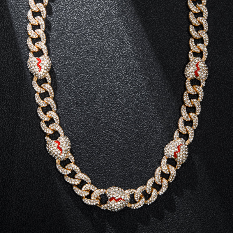 13mm Iced Out Broken Heart Cuban Chain Gold With Street Luxury Shine