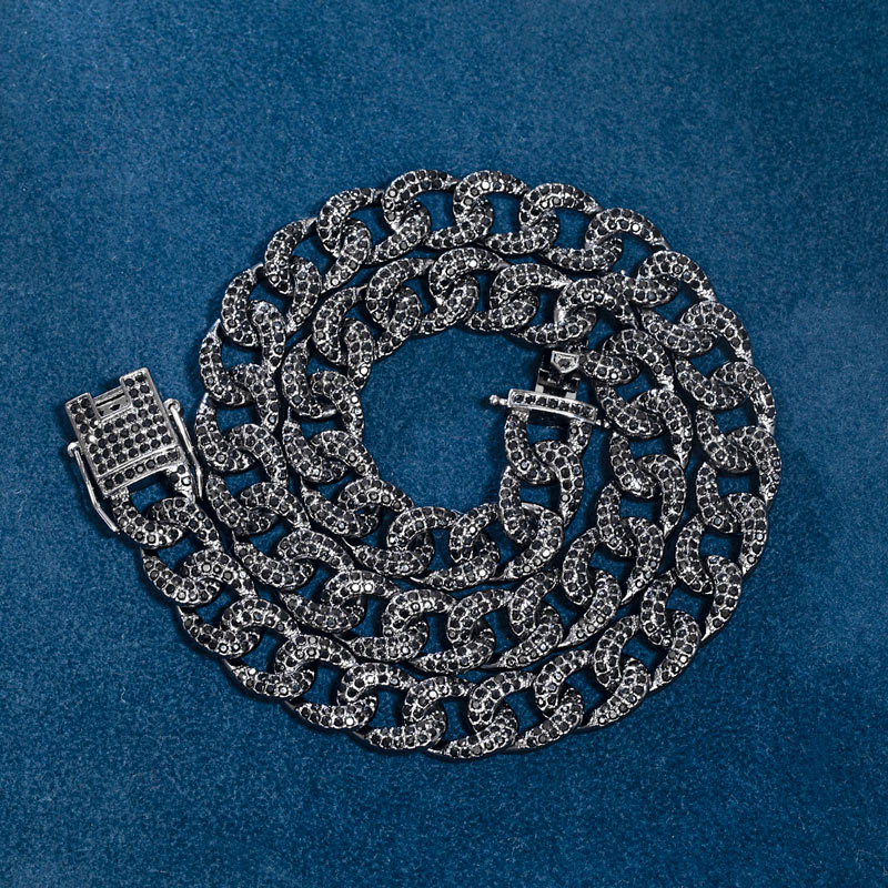 12mm Iced Out Curb Chain In Black Gold Gold Shine With Street Luxury - Image 4