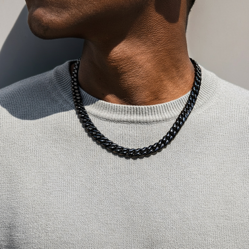 10mm Stainless Steel Cuban Chain In Black Gold With Street Luxury Shine - Image 4