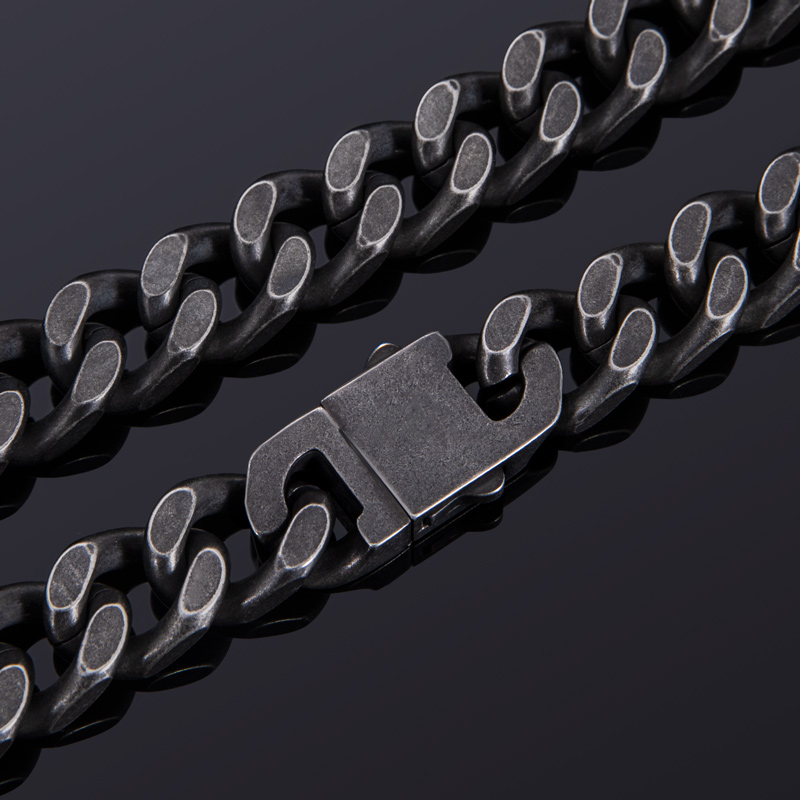 14mm Curb Chain With Hook Buckle Clasp In Black Gold With Gold Shine - Image 6