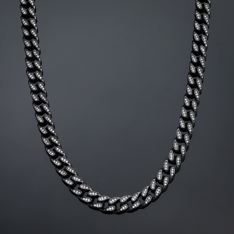 Street Luxury Iced Out 10mm Teardrop Miami Cuban Chain In Black Gold - Image 4