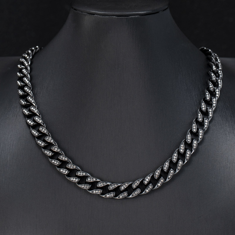 Street Luxury Iced Out 10mm Teardrop Miami Cuban Chain In Black Gold