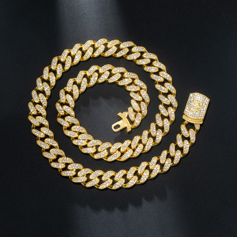 Street Luxury 12mm 20 Initial Letter Iced Out Miami Cuban Chain In Gold - Image 4