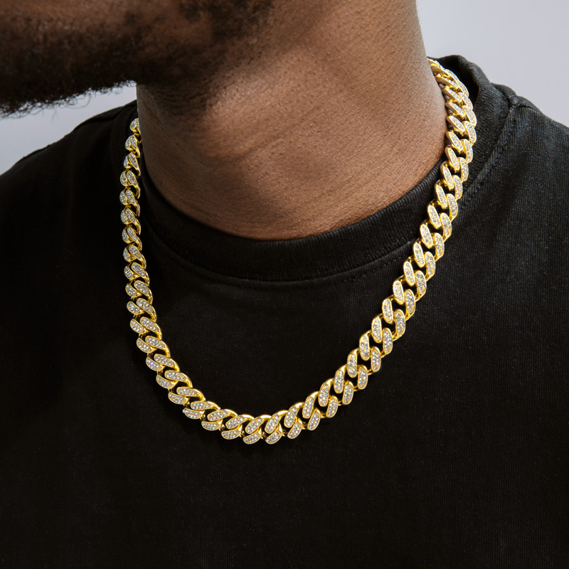 Street Luxury 12mm 20 Initial Letter Iced Out Miami Cuban Chain In Gold - Image 5